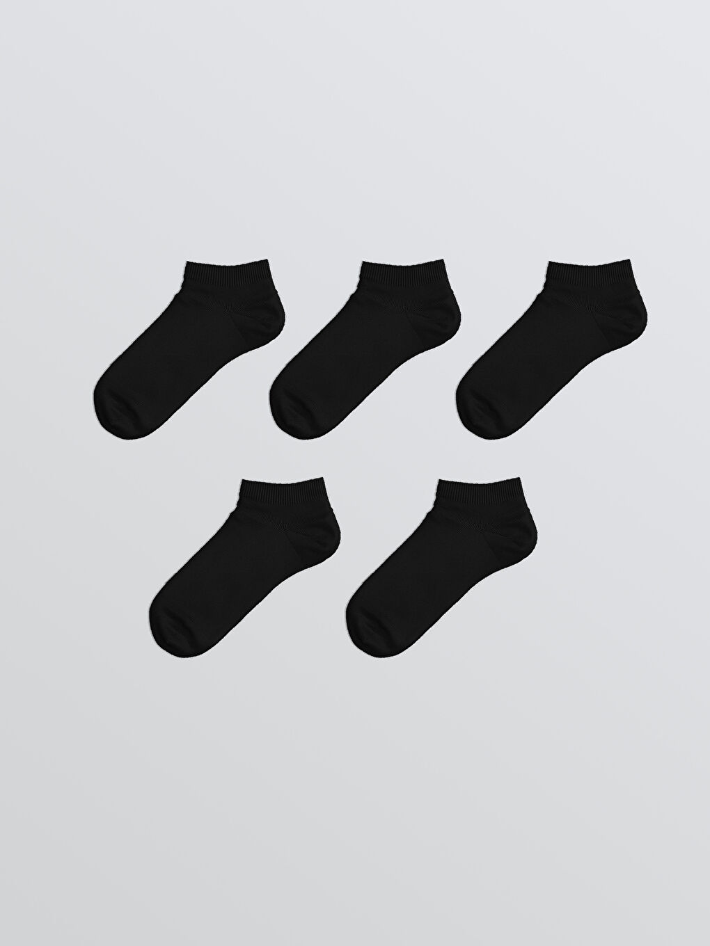 Siyah Kadın Düz Patik Çorap 5'li