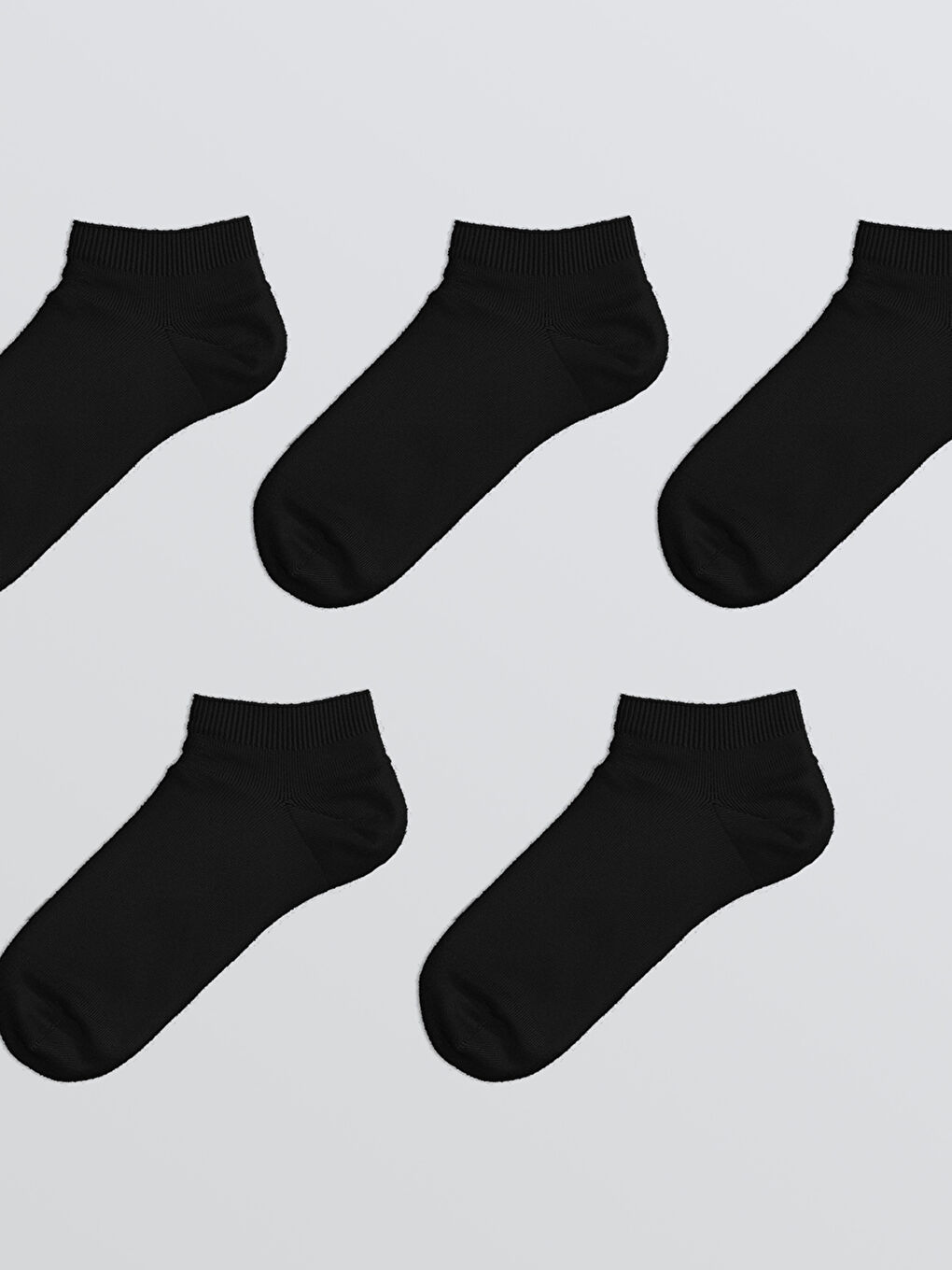 Siyah Kadın Düz Patik Çorap 5'li-1