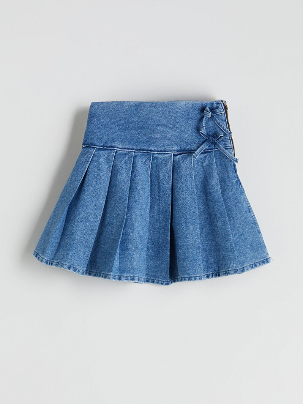 İndigo Basic Pileli Kız Çocuk Jean Etek-1