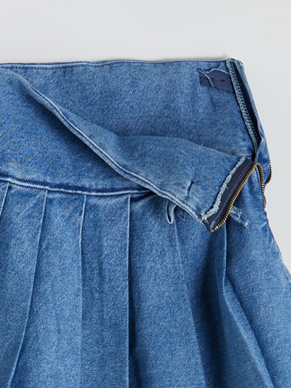 İndigo Basic Pileli Kız Çocuk Jean Etek-2