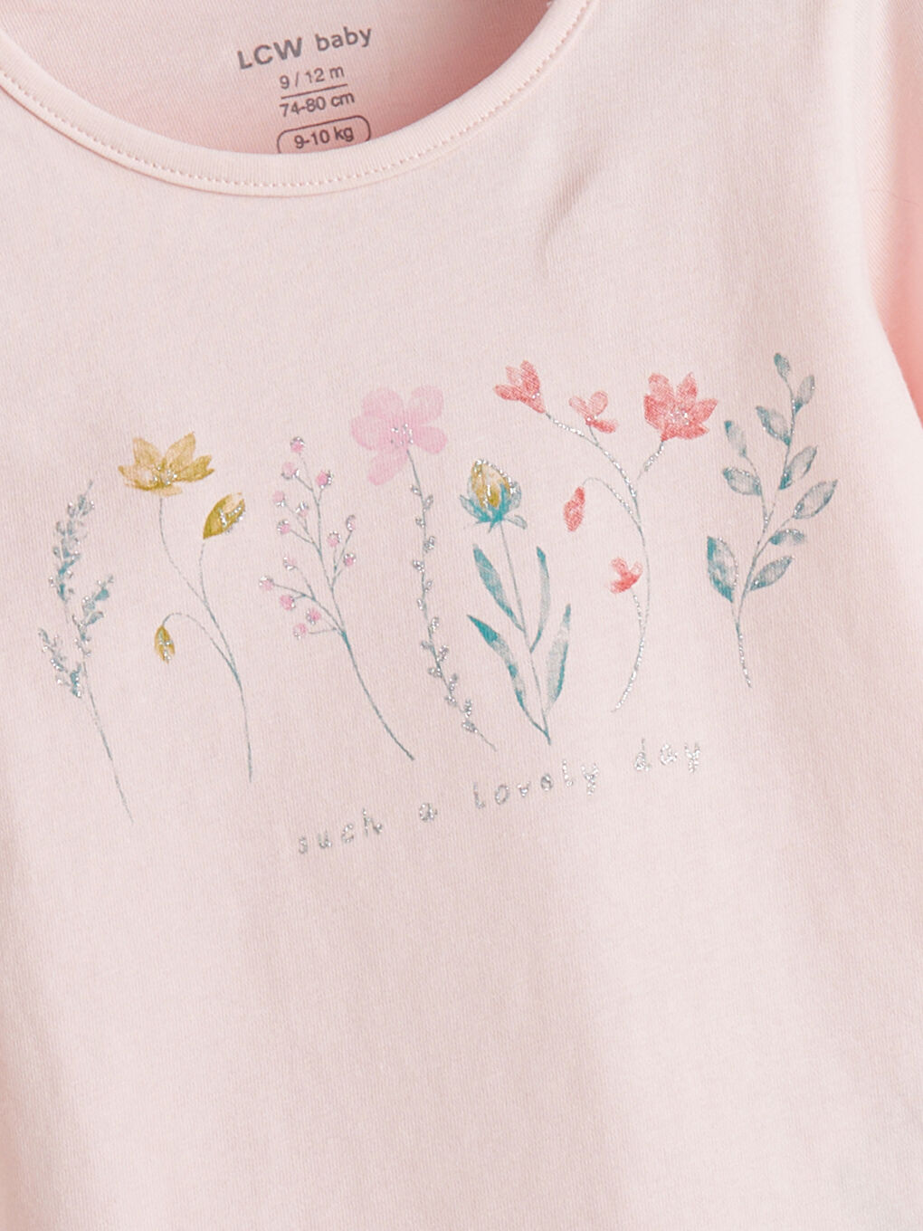 Pembe Uzun Kollu Baskılı Kız Çocuk Tişört-2