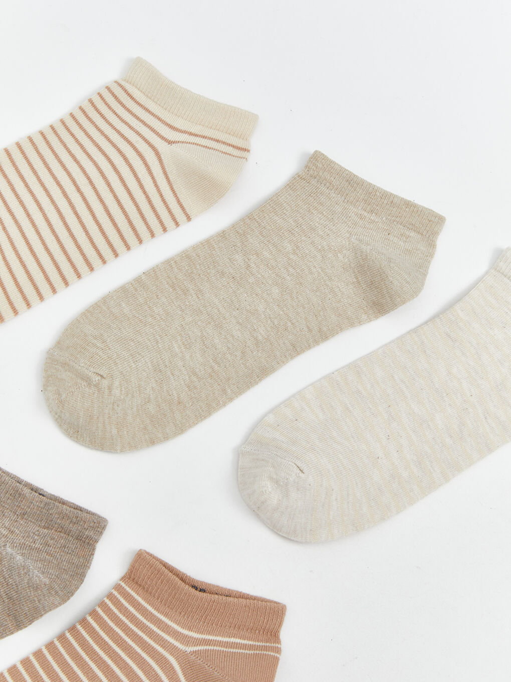 Kahverengi Çizgili Kadın Patik Çorap 5'li-2