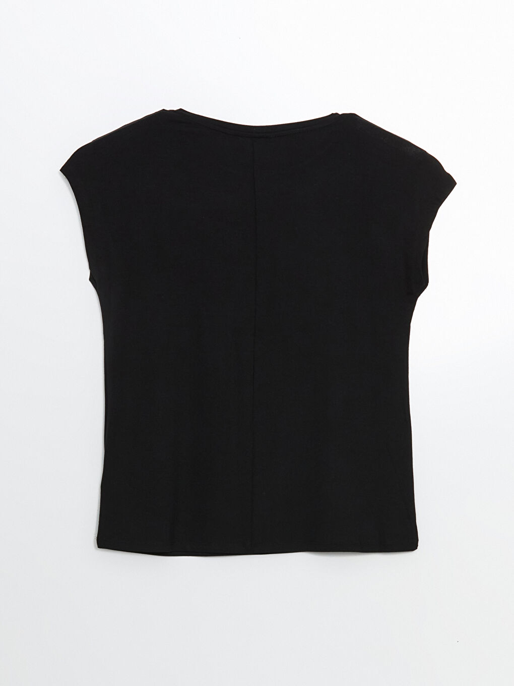 Siyah Bisiklet Yaka Kadın Pijama Üstü-4