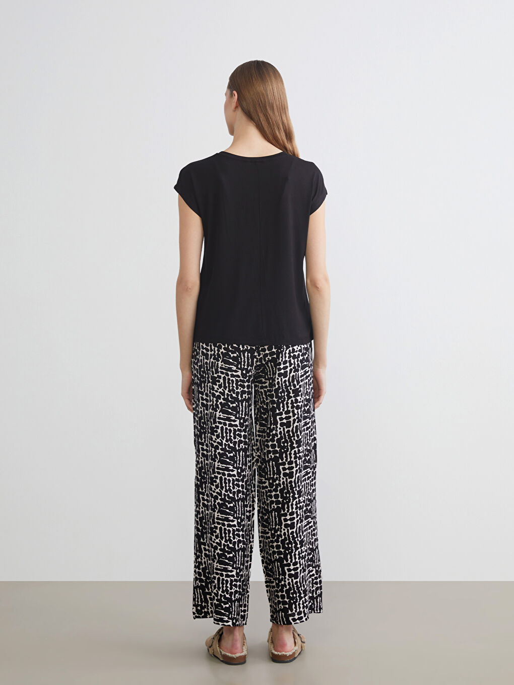 Crew Neck Patterned Women's Pyjama Set-5