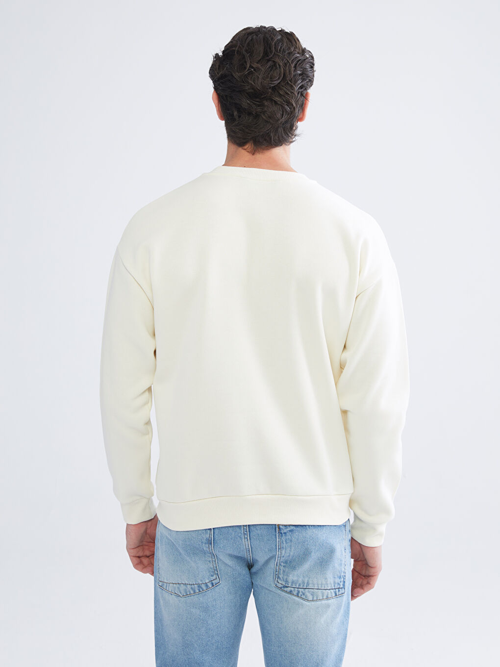 Crew Neck Embroidered Men's Thick Sweatshirt-3