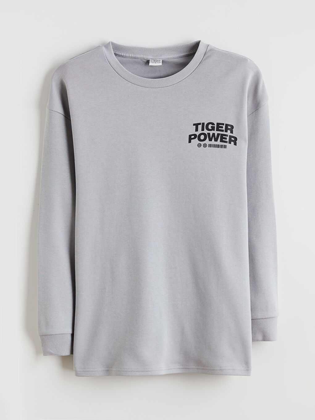 Gri Bisiklet Yaka Erkek Çocuk Tişört-1