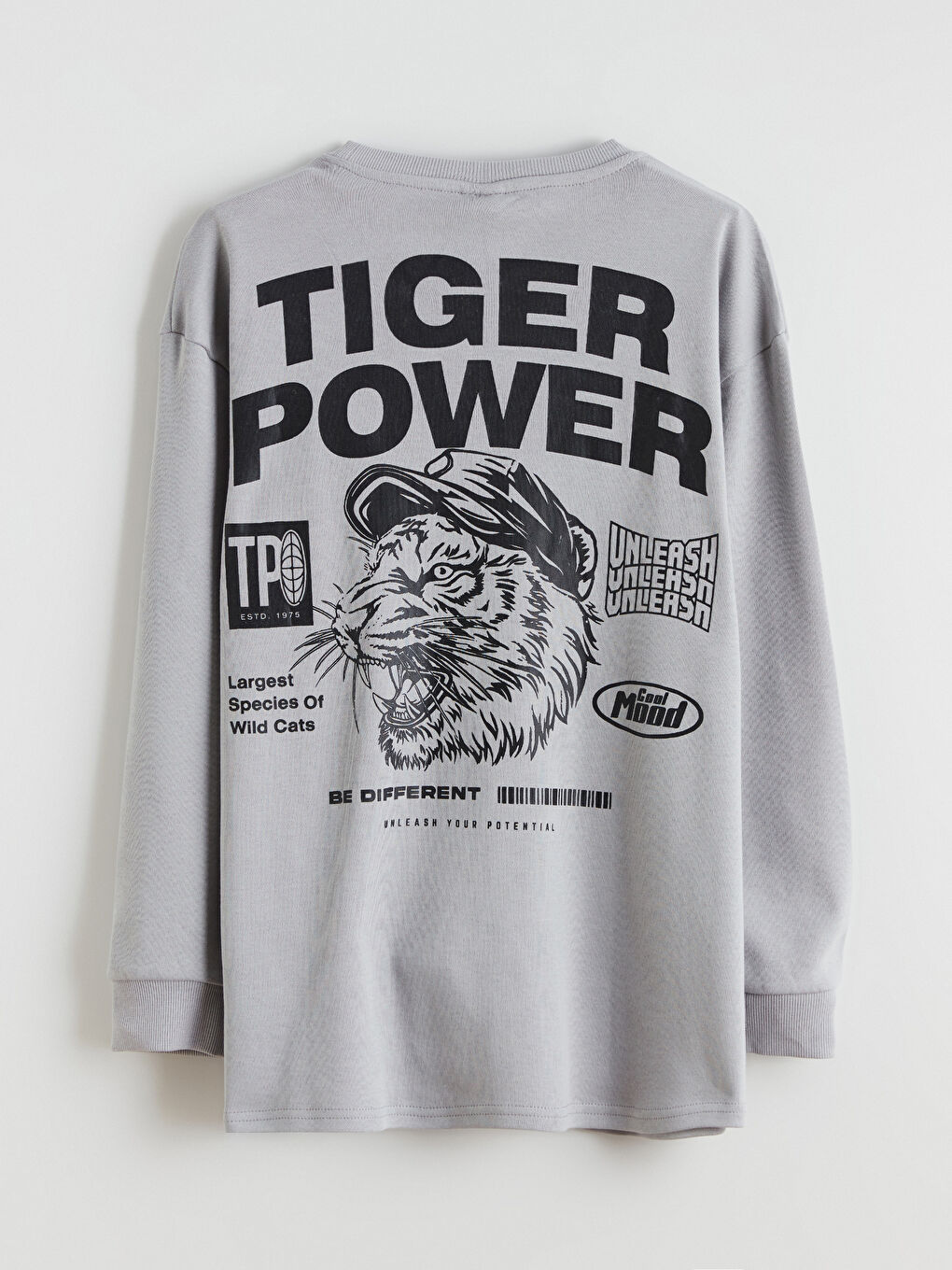 Gri Bisiklet Yaka Erkek Çocuk Tişört-3