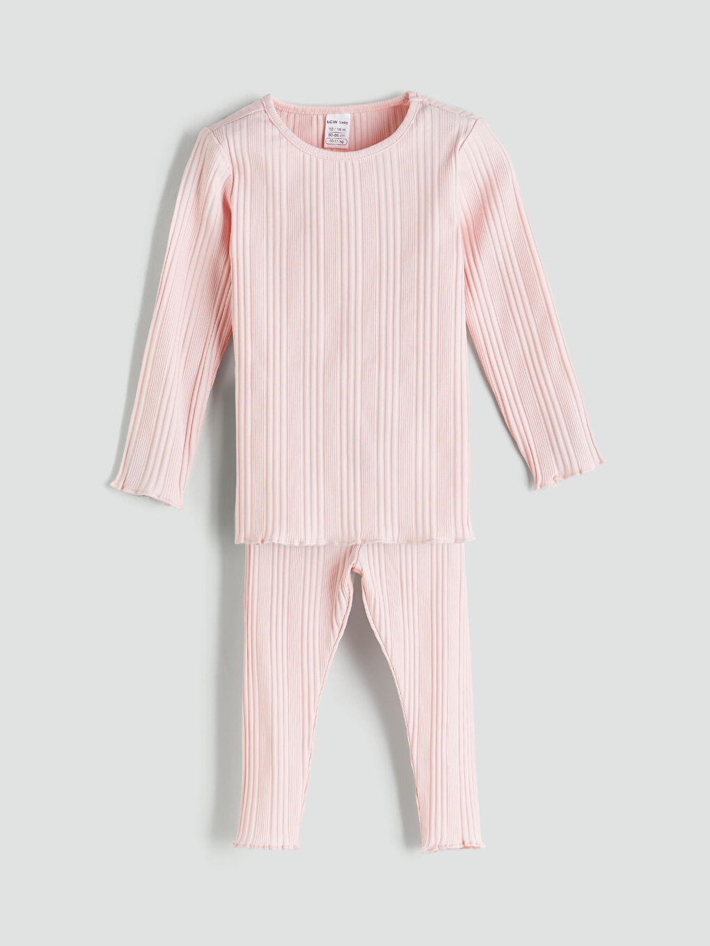 LCW baby Crew Neck Long Sleeve Basic Baby Girls' Pyjama Set -W57510Z1-JM1