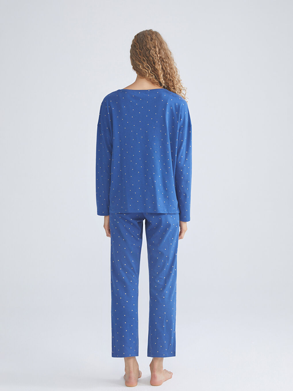 LCW DREAM Crew Neck Polka Dot Long Sleeve Women's Pyjamas Set -W57565Z8-LQN