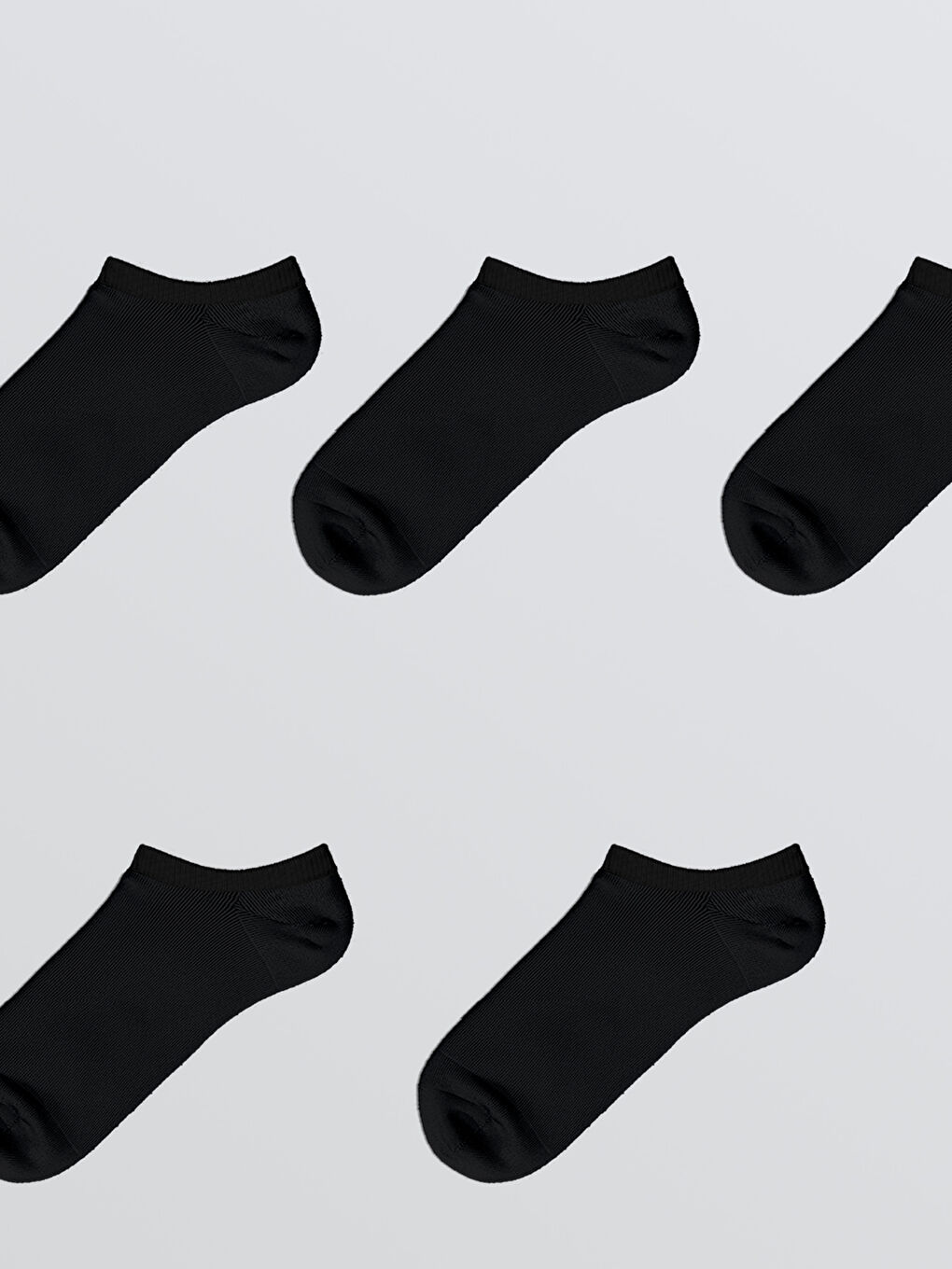 Siyah Kadın Düz Sneaker Çorap 5'li-1
