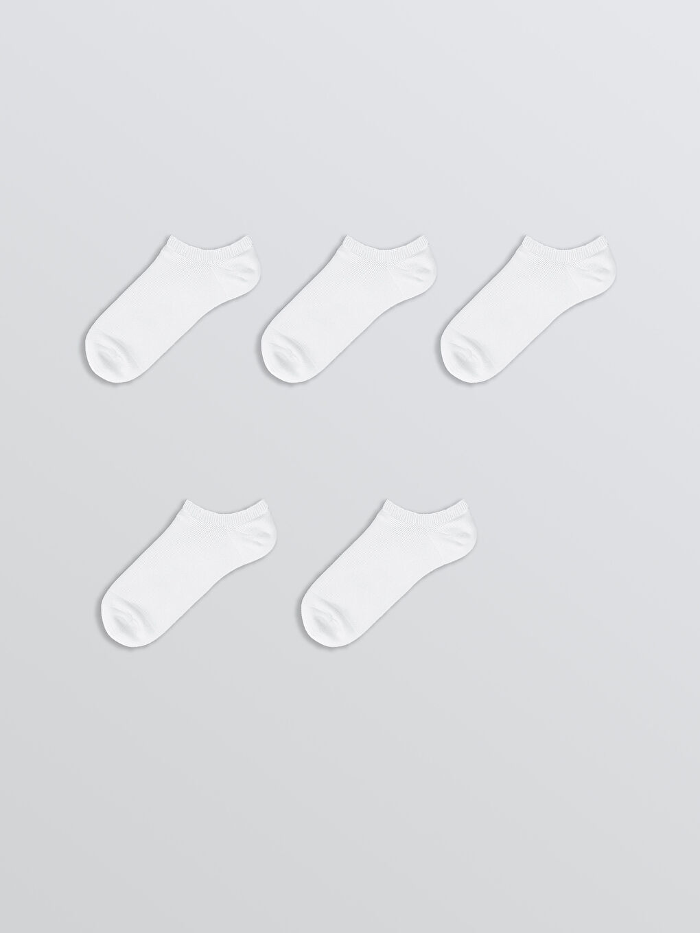 Beyaz Kadın Düz Sneaker Çorap 5'li
