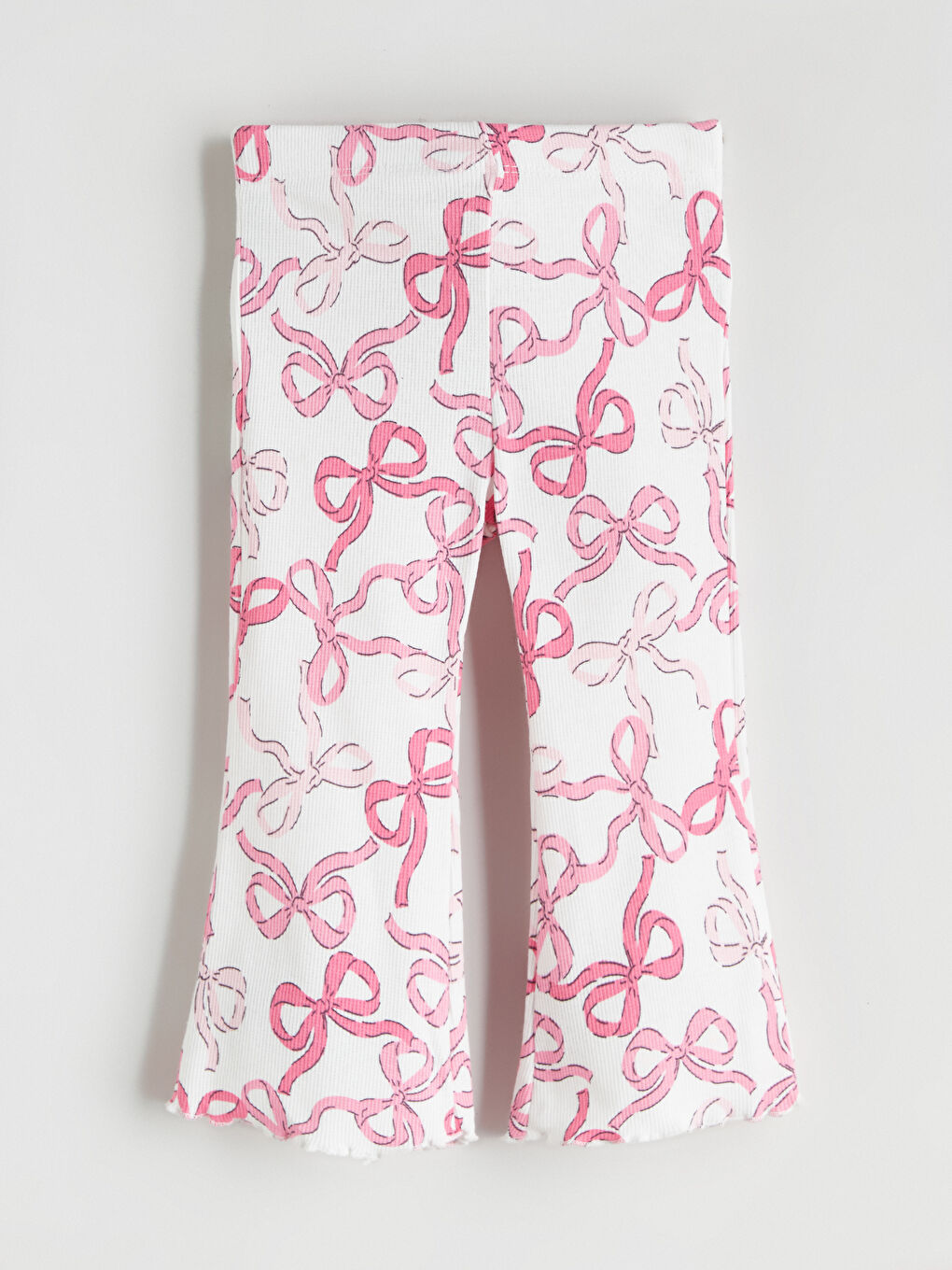 Ekru Fiyonk Baskılı Kız Çocuk Tayt Pantolon-1
