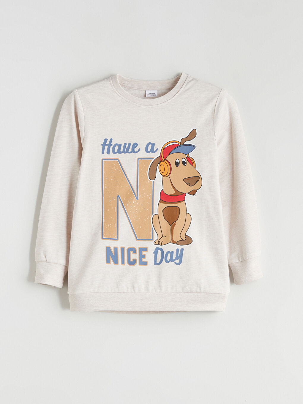 Bej Baskılı Erkek Çocuk Pijama Üst