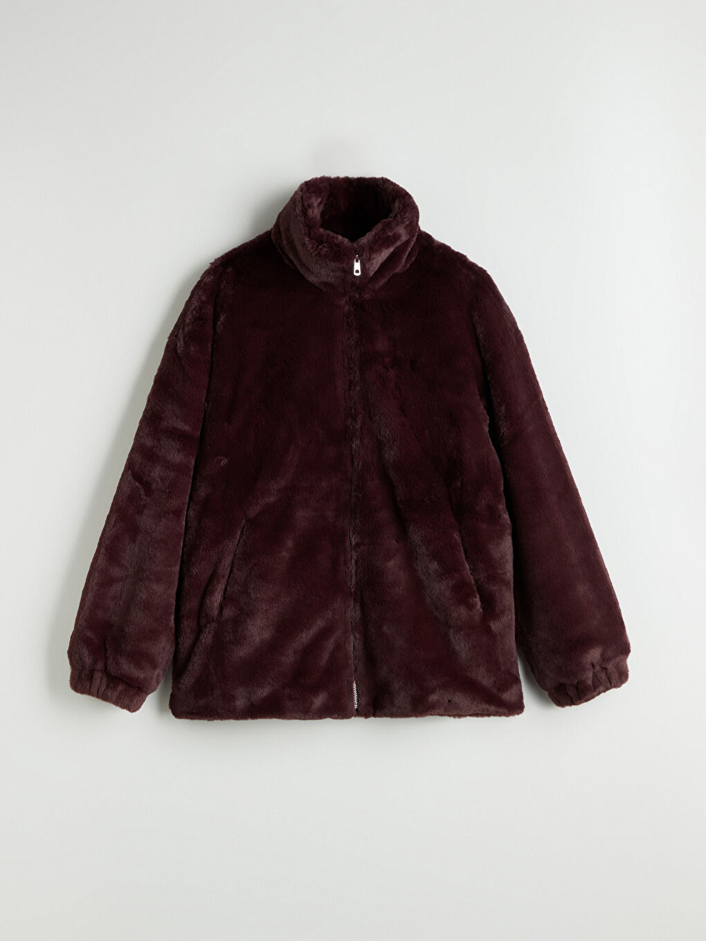 Funnel Neck Women's Faux Fur Overcoat-5