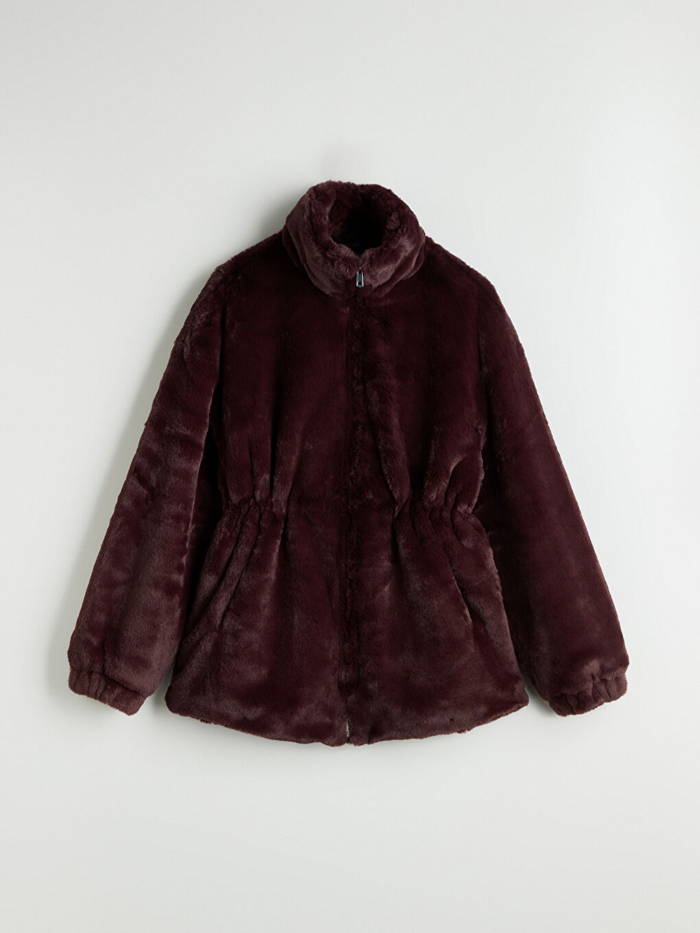 Funnel Neck Women's Faux Fur Overcoat-6