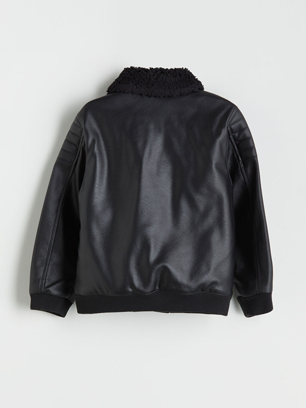 LCW Kids Boy BLACK Faux Leather Coat -W57718Z1-CVL