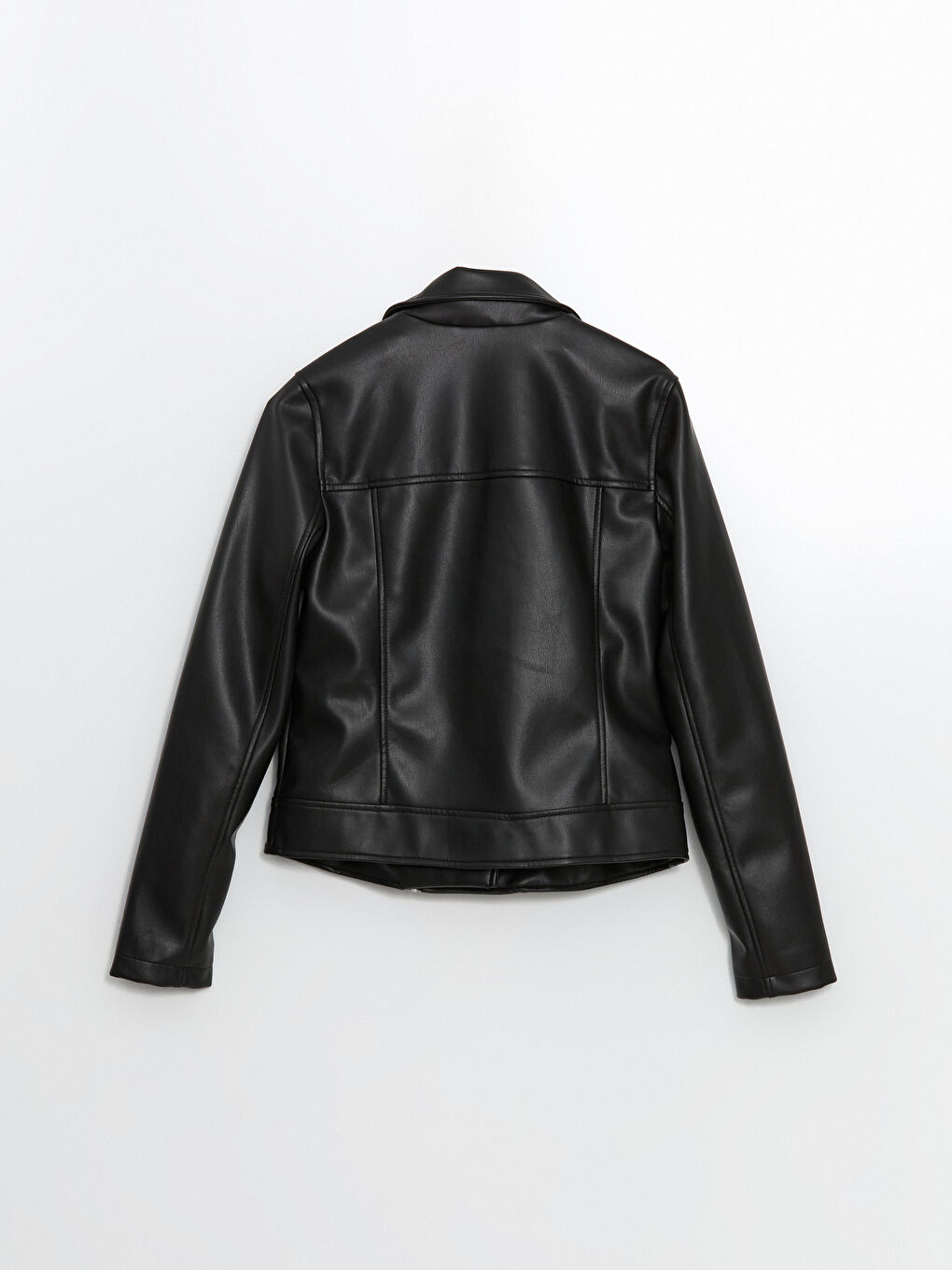 Biker Neck Women's Faux Leather Jacket-7