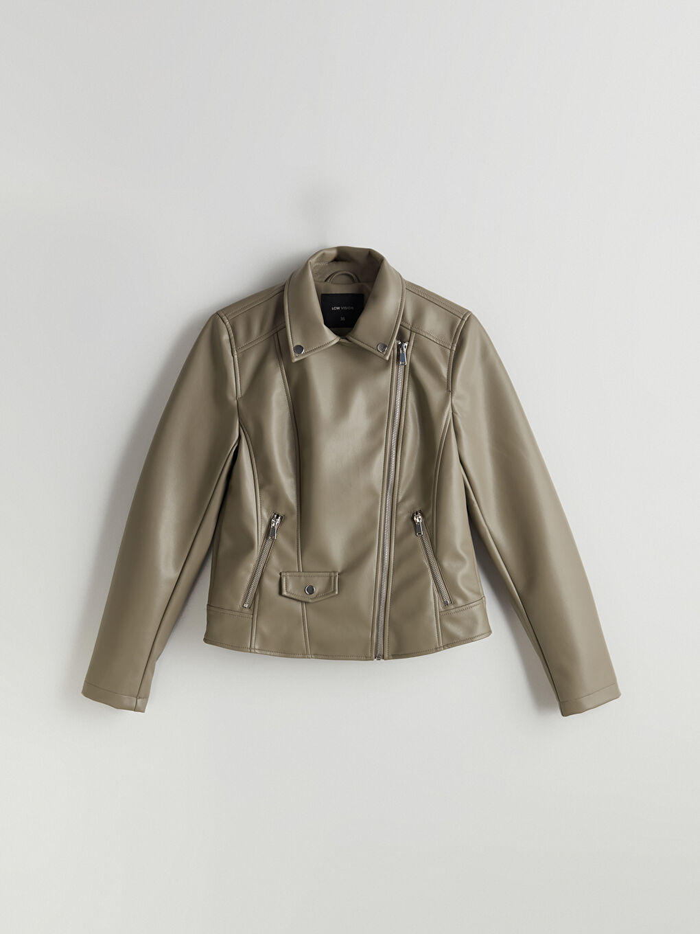 LCW Vision Biker Neck Women's Faux Leather Jacket -W57731Z8-D2T