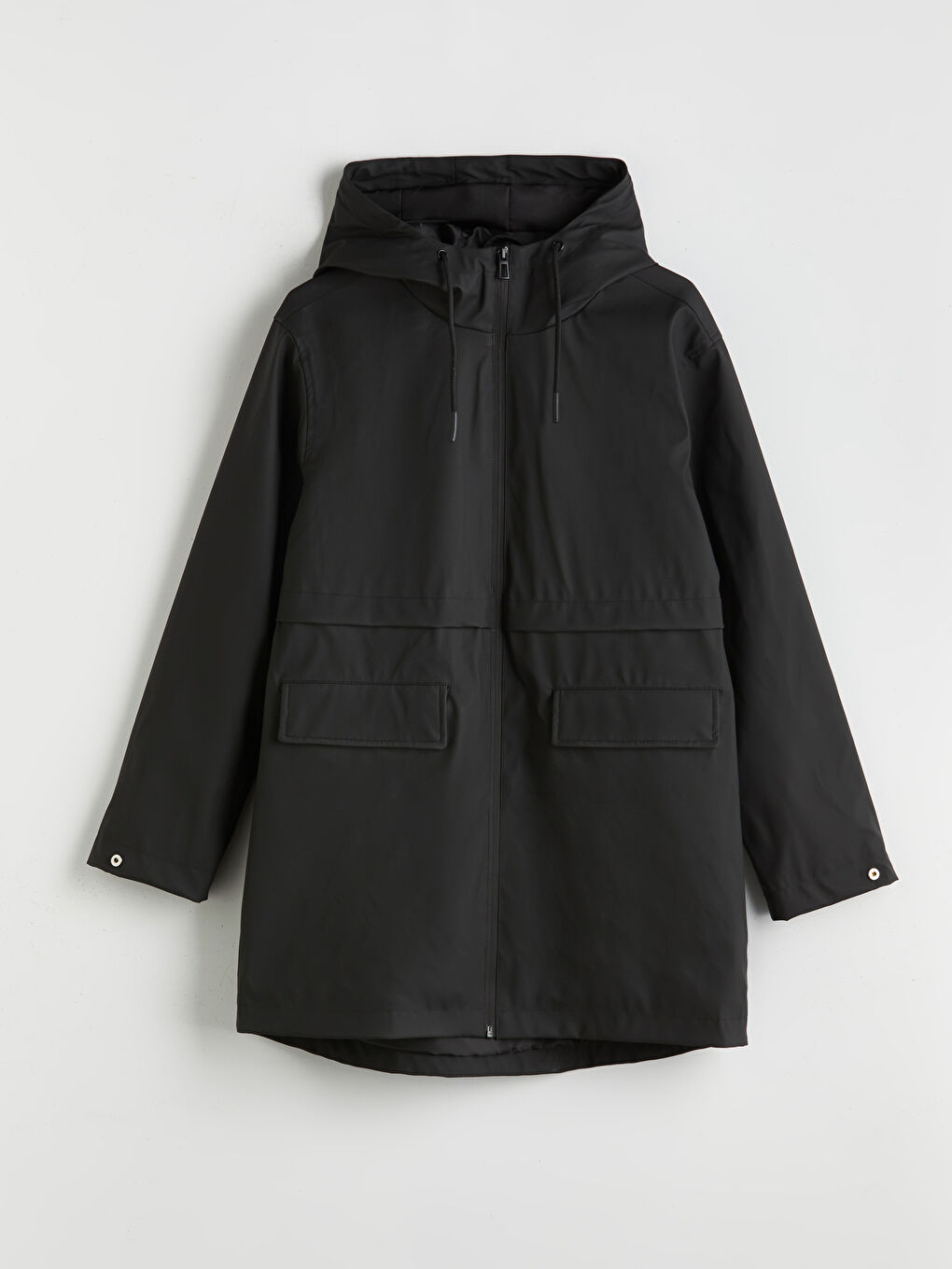 Siyah Kapüşonlu Kadın Yağmurluk-5