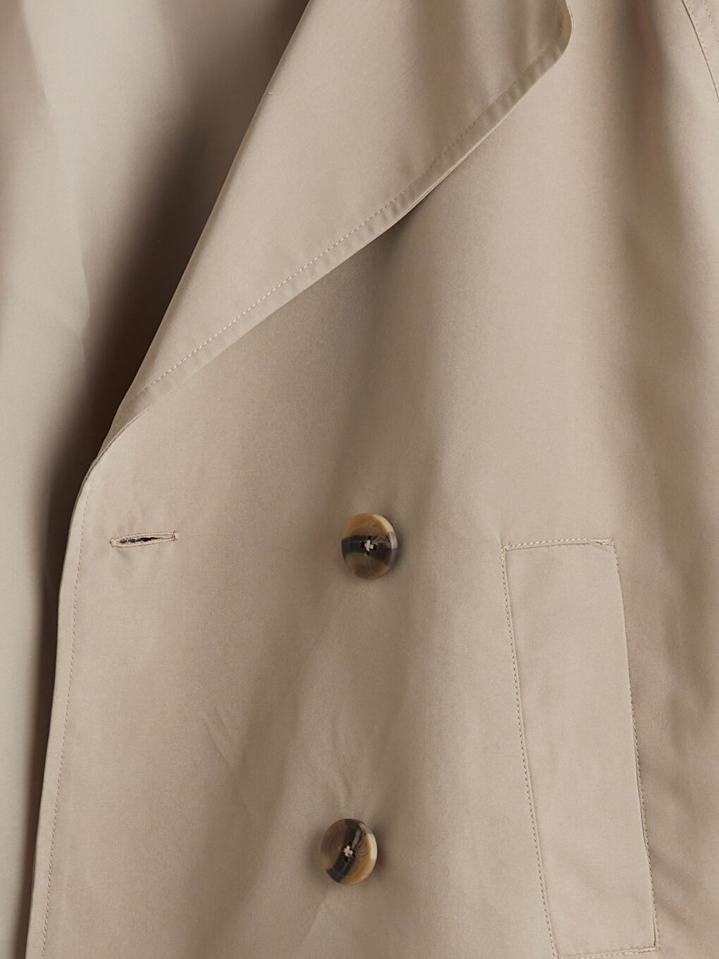 Bej Kruvaze Yaka Oversize Kadın Trençkot-6