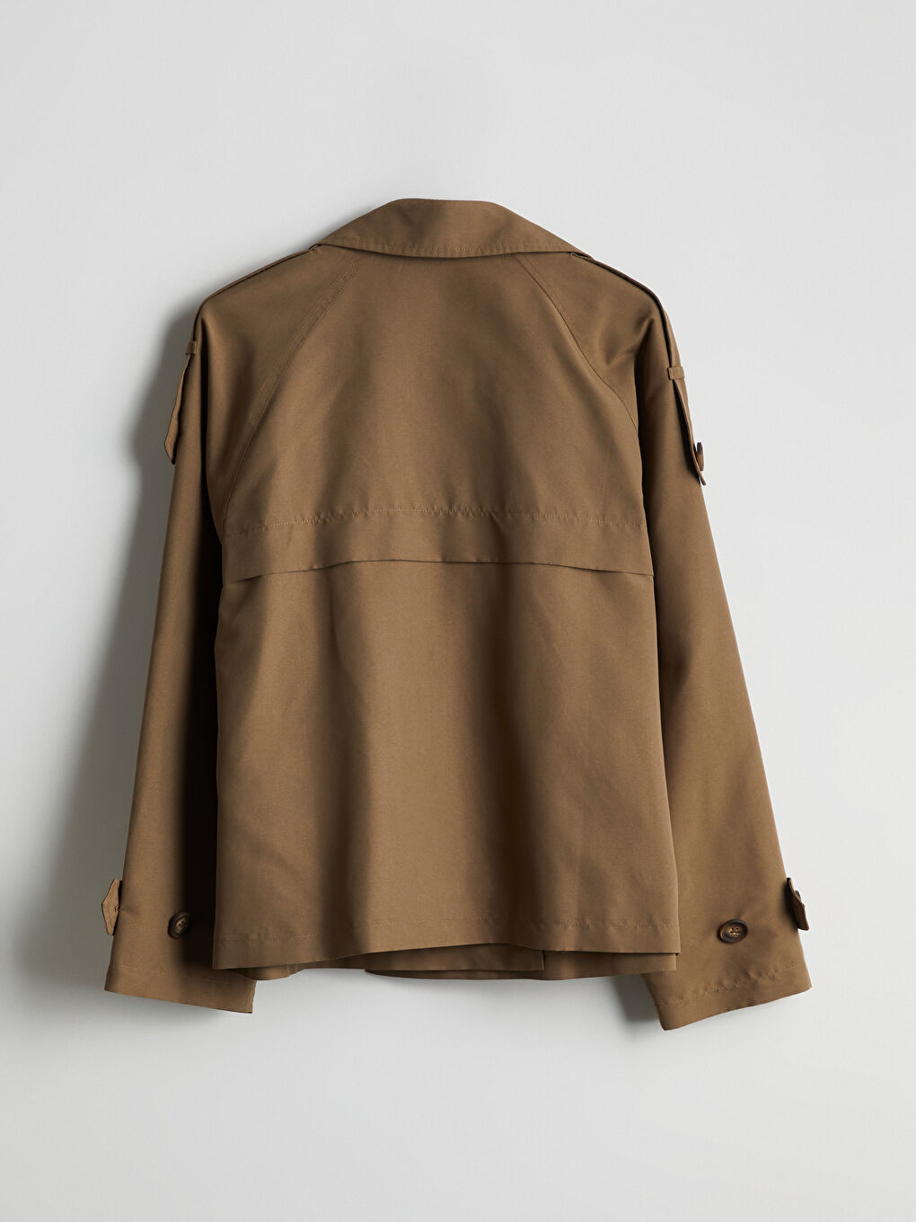 Haki Kruvaze Yaka Oversize Kadın Trençkot-7