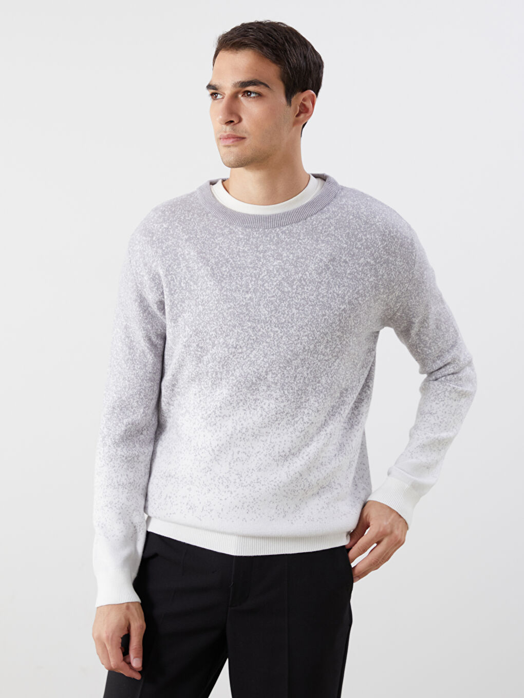 Crew Neck Long Sleeve Men's Tricot Sweater