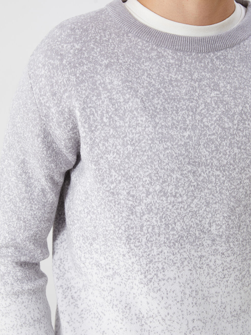 Crew Neck Long Sleeve Men's Tricot Sweater-2