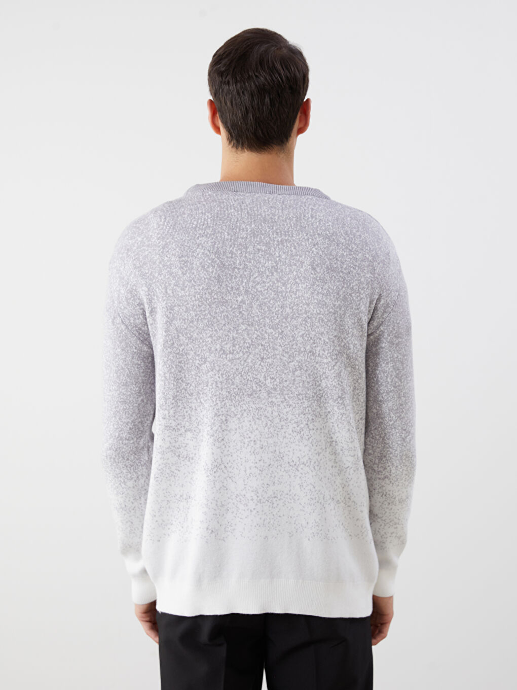 Crew Neck Long Sleeve Men's Tricot Sweater-3