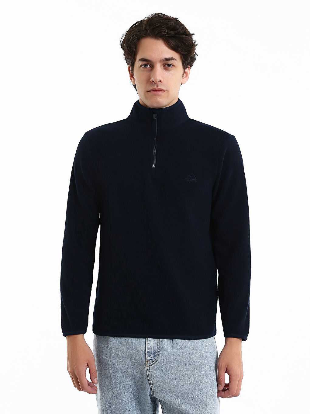 سويت شيرت بولار كم طويل بياقة قمع للرجال