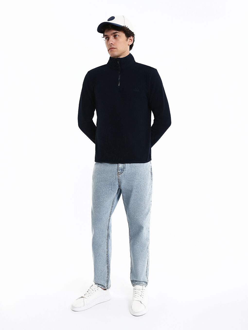 سويت شيرت بولار كم طويل بياقة قمع للرجال-1