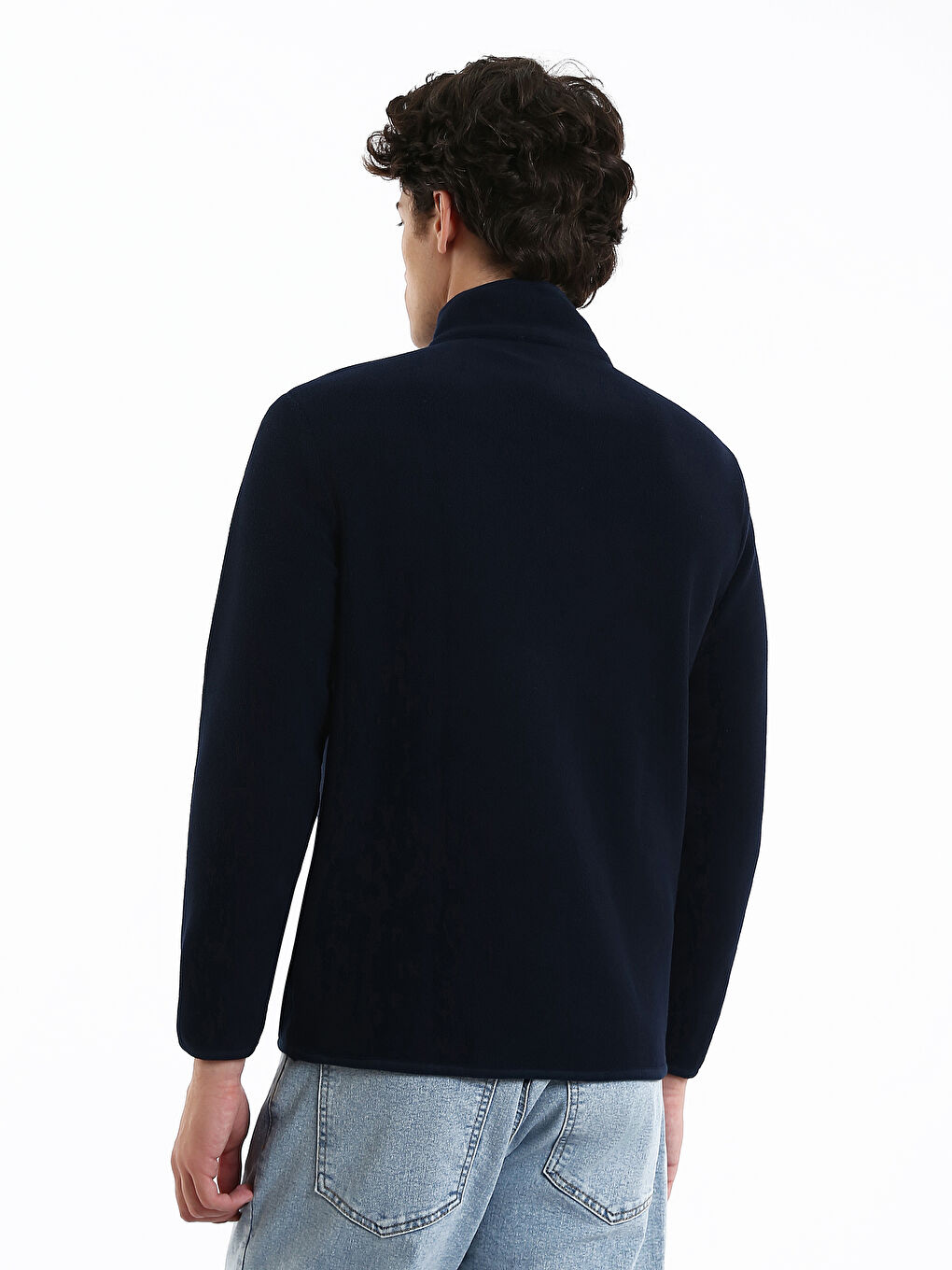 سويت شيرت بولار كم طويل بياقة قمع للرجال-4