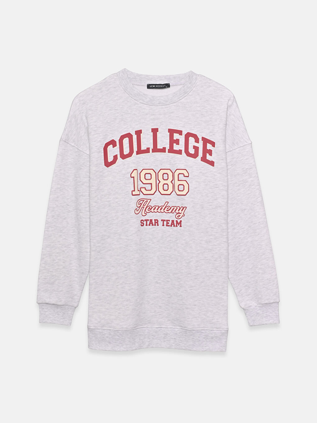 Crew Neck Printed Women's Sweatshirt Tunic