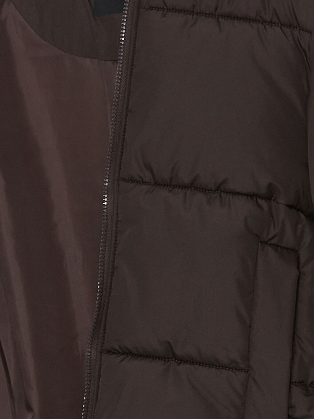 Kahverengi Kapüşonlu Kadın Şişme Mont-6