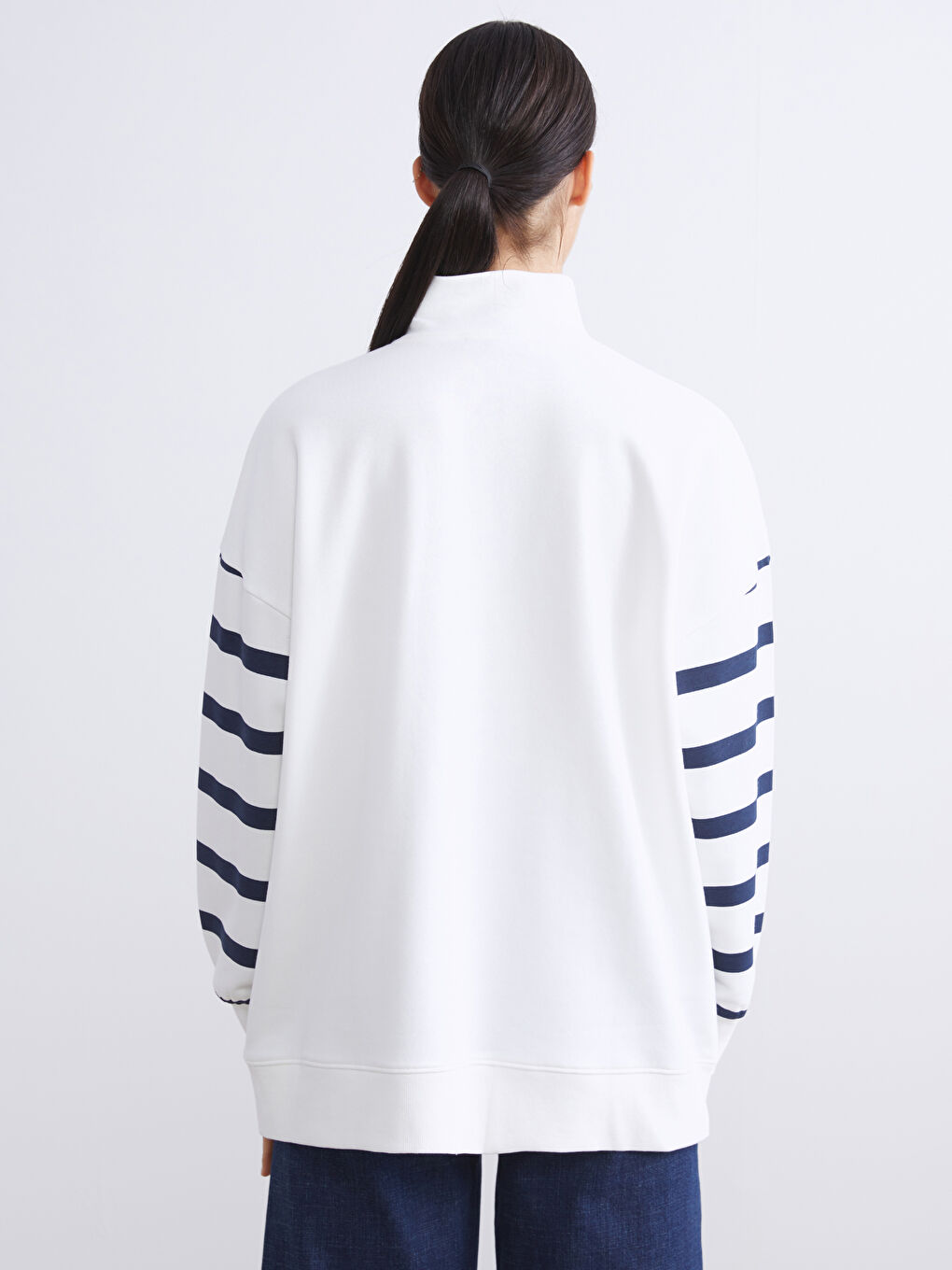 Stand Collar Oversize Women's Thick Sweatshirt Tunic-3