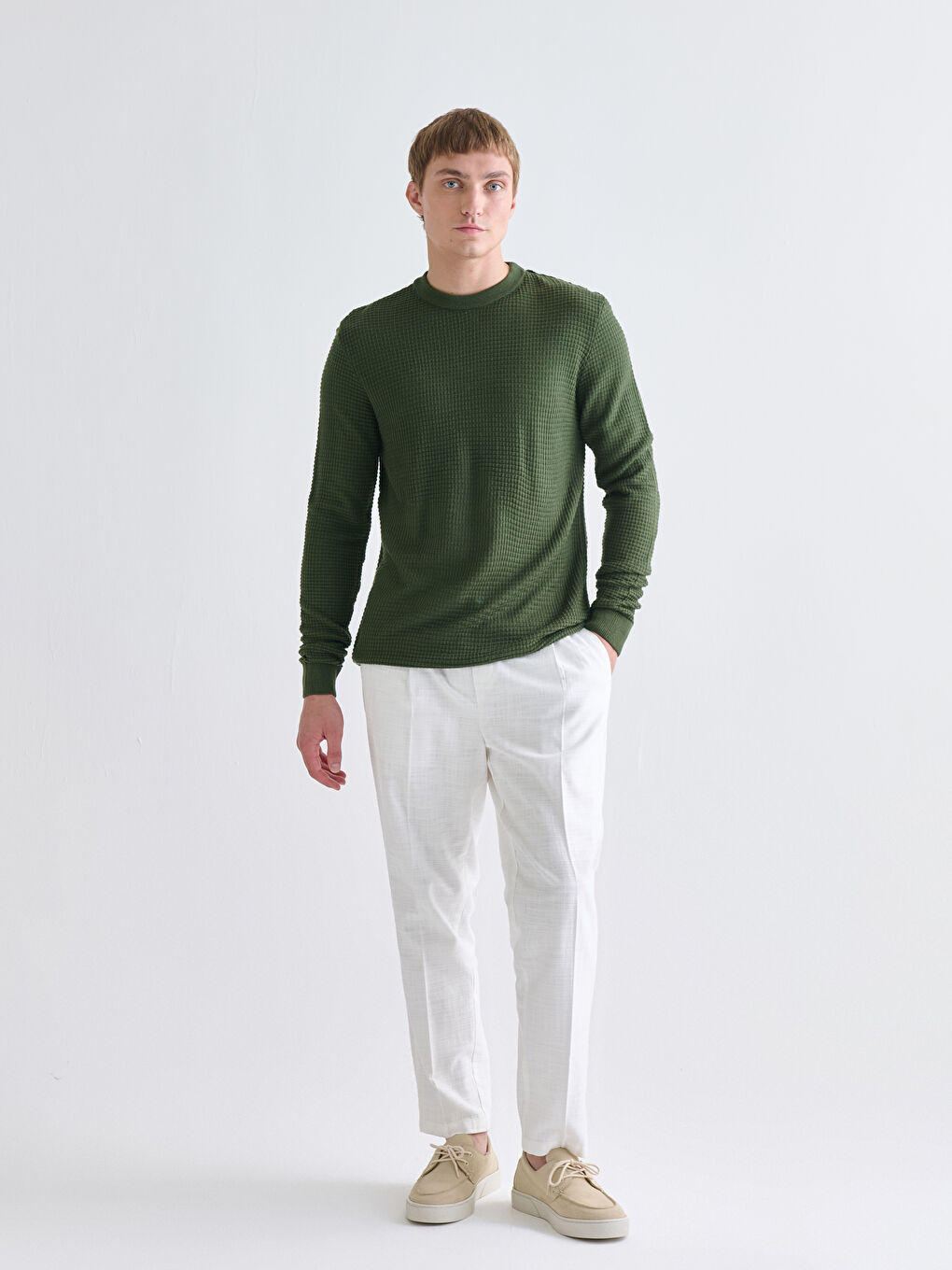 Pull-over Col rond Manches longues pour Hommes en Tricot-1