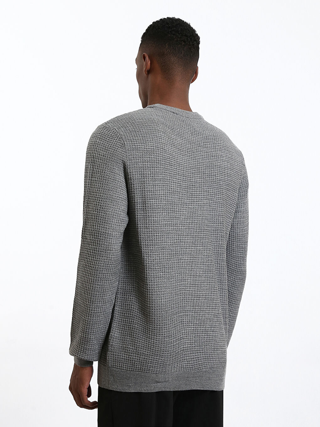 Crew Neck Long Sleeve Men's Tricot Sweater-8