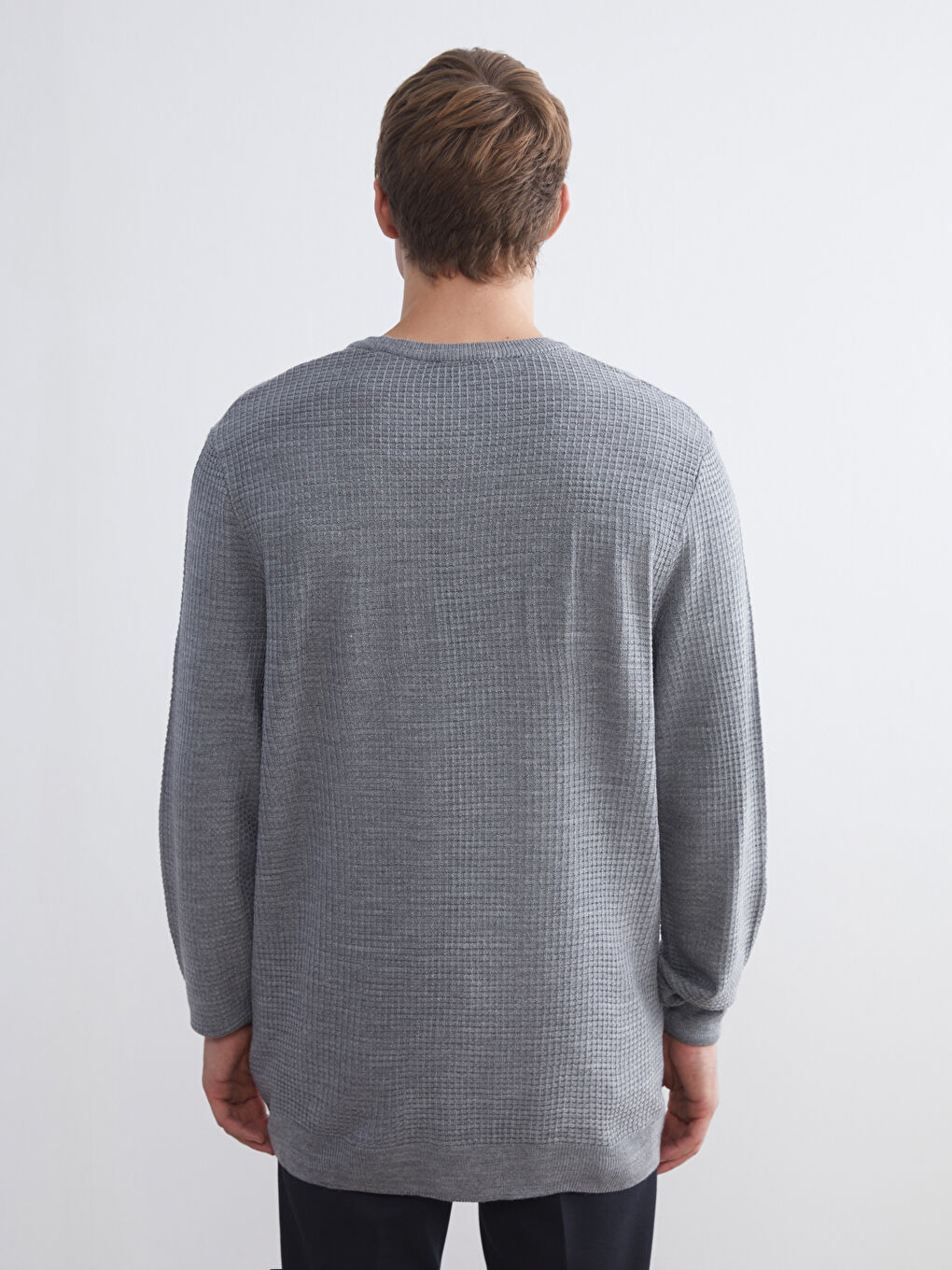 Crew Neck Long Sleeve Men's Tricot Sweater-7