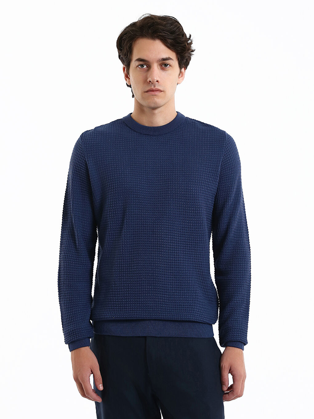 Crew Neck Long Sleeve Men's Tricot Sweater