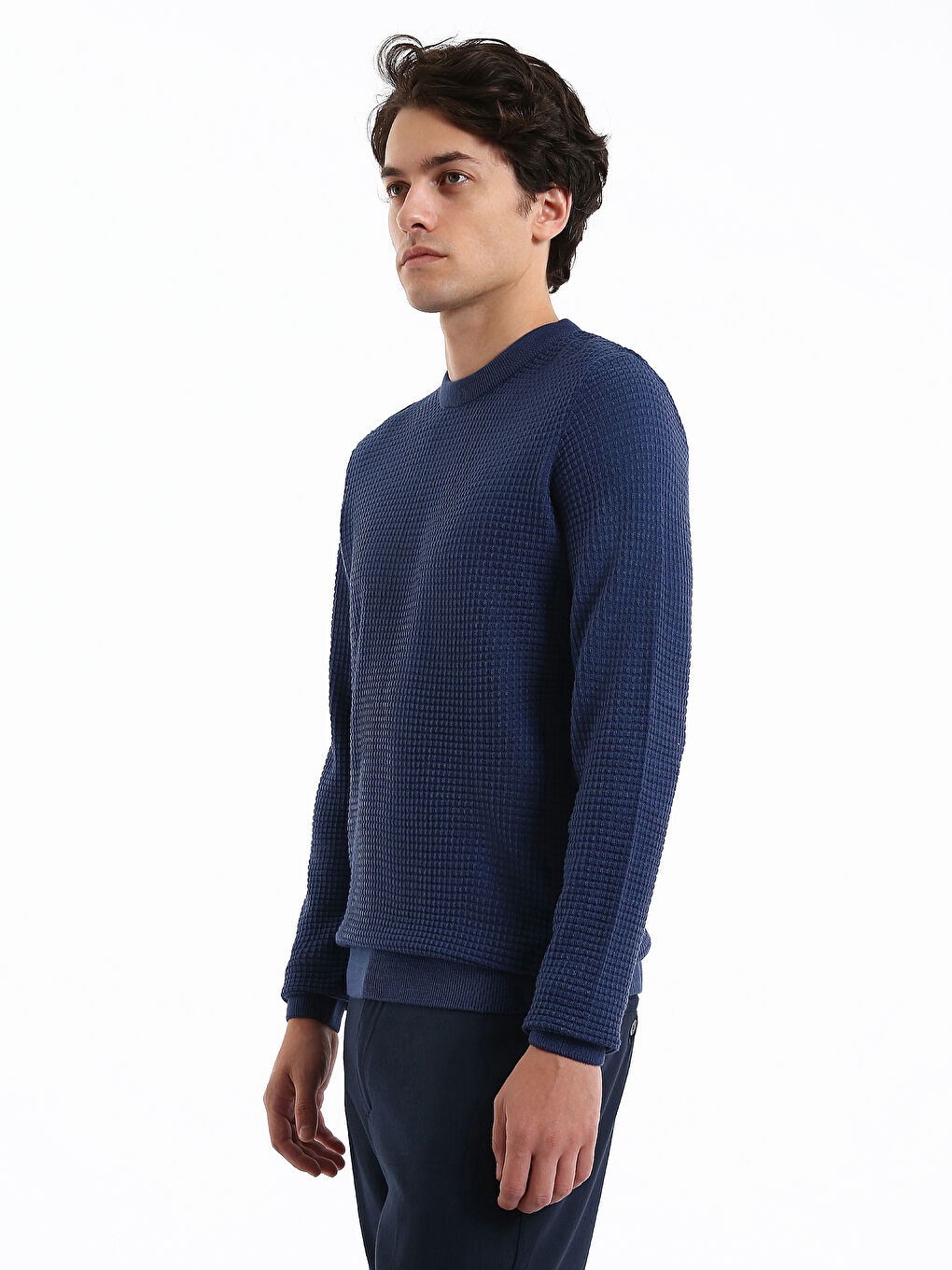 Crew Neck Long Sleeve Men's Tricot Sweater-7