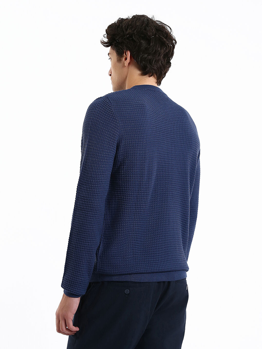 Crew Neck Long Sleeve Men's Tricot Sweater-8