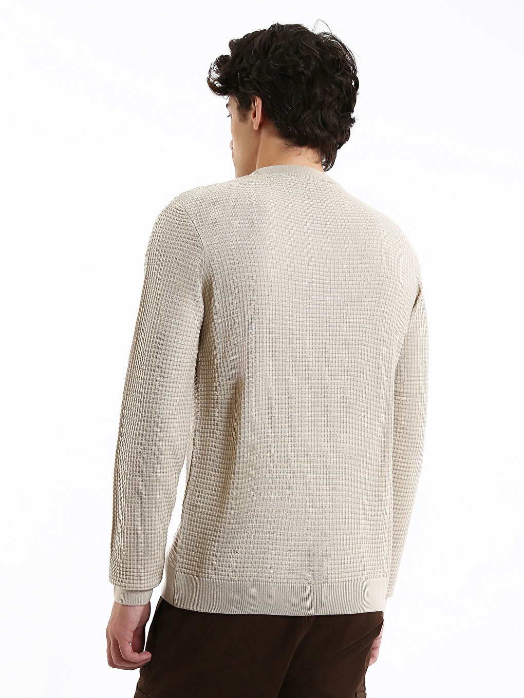 Crew Neck Long Sleeve Men's Tricot Sweater-8
