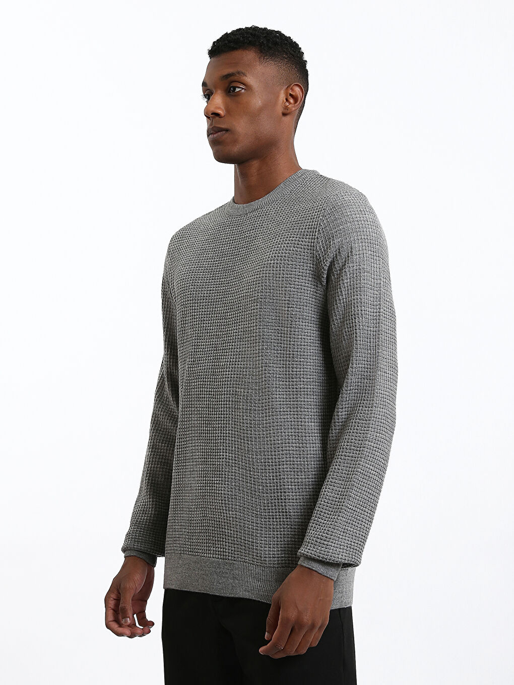Crew Neck Long Sleeve Men's Tricot Sweater-6