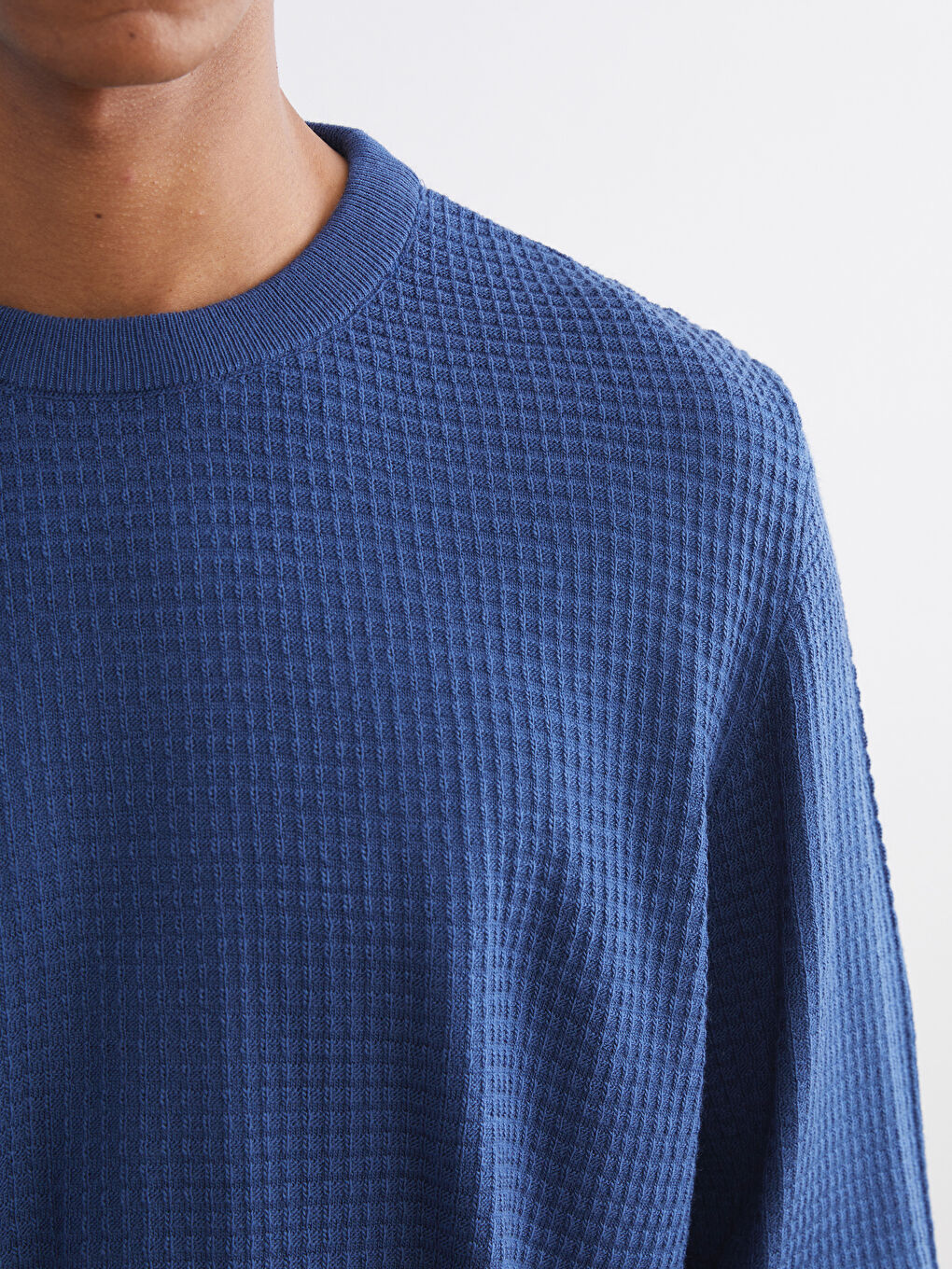 Crew Neck Long Sleeve Men's Tricot Sweater-4