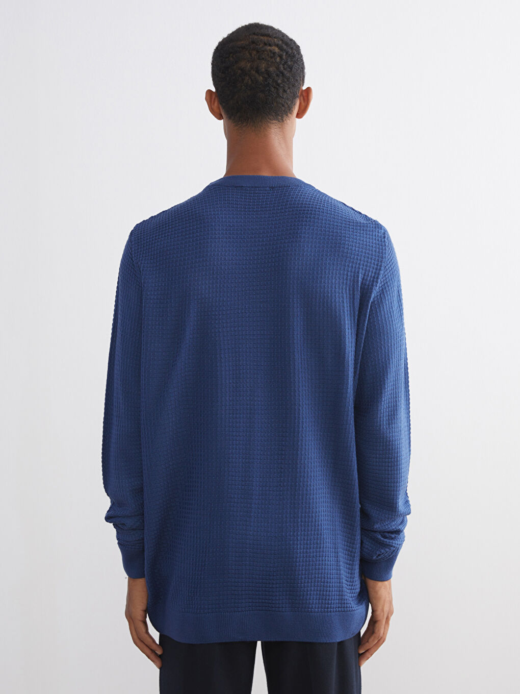 Crew Neck Long Sleeve Men's Tricot Sweater-6