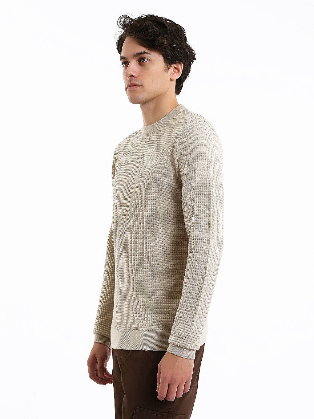Crew Neck Long Sleeve Men's Tricot Sweater-6