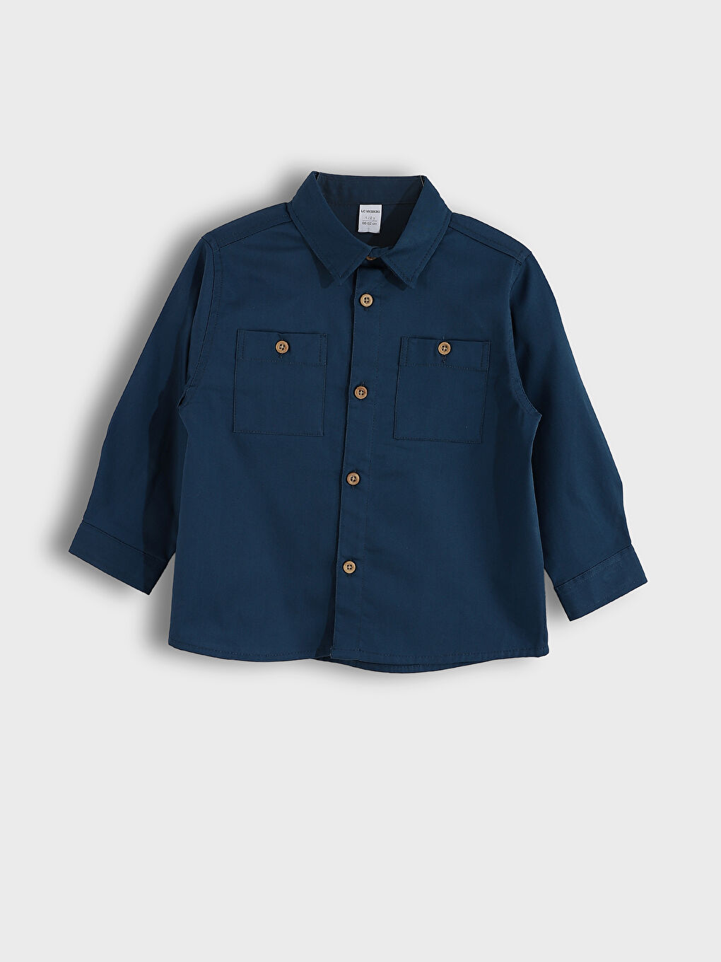 Chemise Garçon Basique à Manches Longues en Gabardine