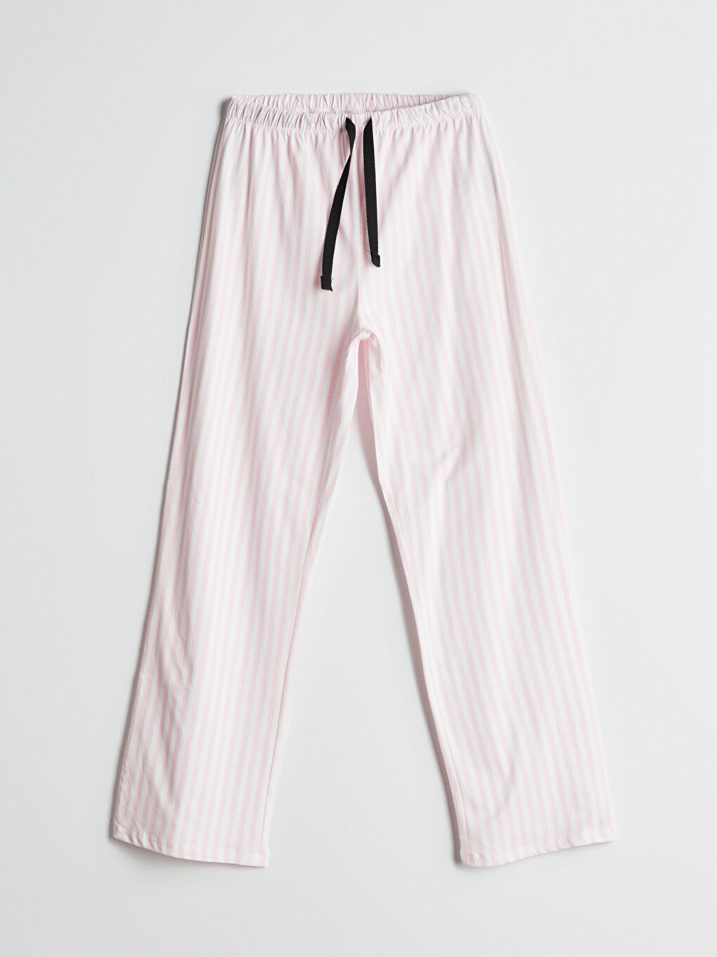 Ekru Beli Lastikli Çizgili Kadın Pijama Altı