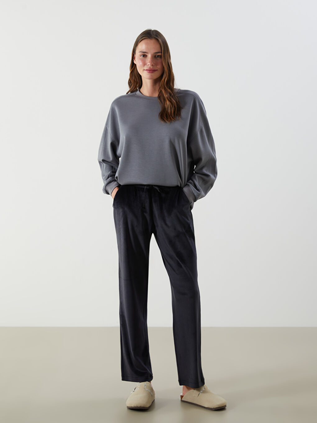 Elastic Waist Velvet Women's Pyjama Bottoms