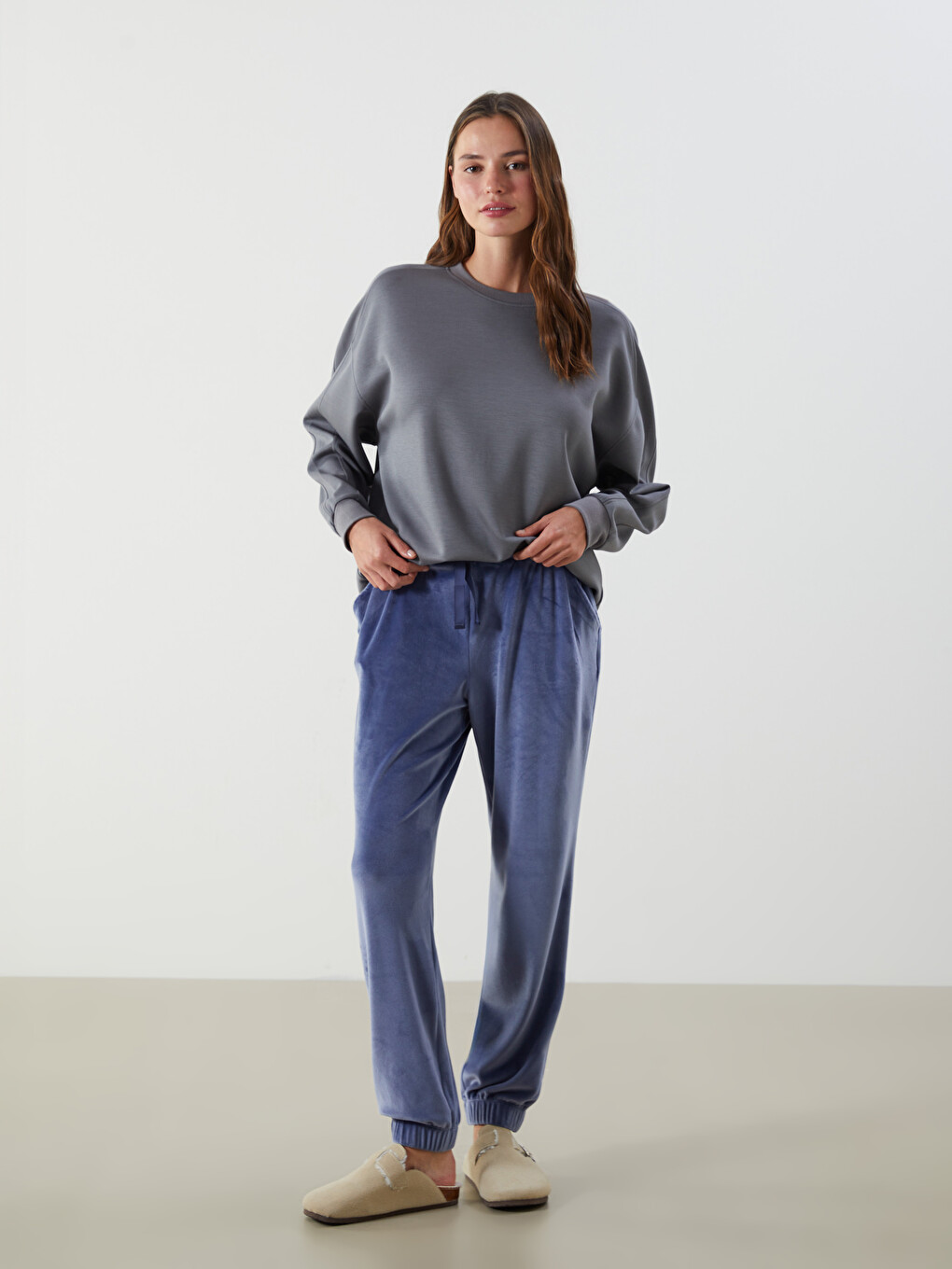 Lot De 2 Pantalons De Pyjama Femmes FEQO - Taille élastique, Ample, Viscose/spandex, Noir Et Gris