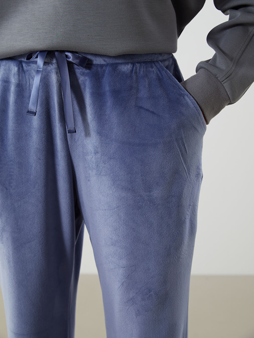 Bas de Pyjama pour Femmes en Velours à Taille Élastiquée-2